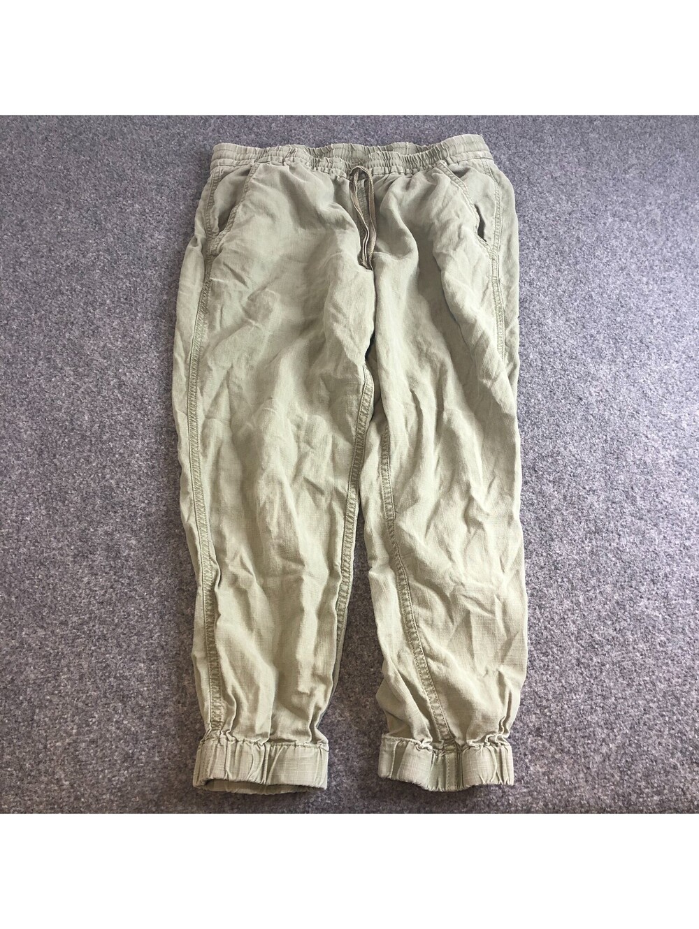 J.Crew Linen Blend Drawstring Jogger Pants Womens 8 Olive Green High Rise